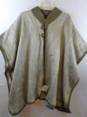 Shupaca Chal Pancho Mujer Talla Única Gris Marfil Alpaca Hecho en Ecuador Nuevas Etiquetas Foto 1 de 4