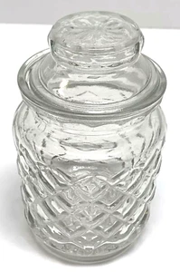 Vintage Klarglas Klein Apotheker Gewürz Glas Schliff Diamant Starburst 4,5" - Bild 1 von 8