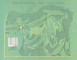 Augusta National Golf Course, Georgia. Plan by Robert Trent Jones 1954 old map - Picture 1 of 1