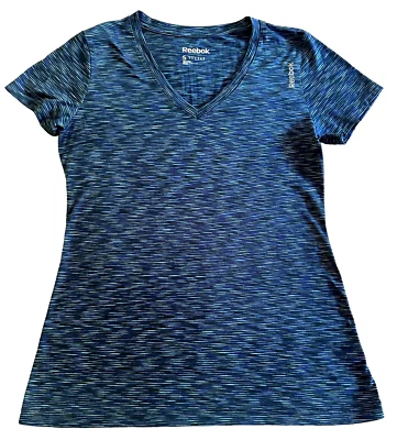 Prenda deportiva deportiva con cuello en V REEBOK para mujer talla S Speedwick azul manga corta Foto 1 de 4