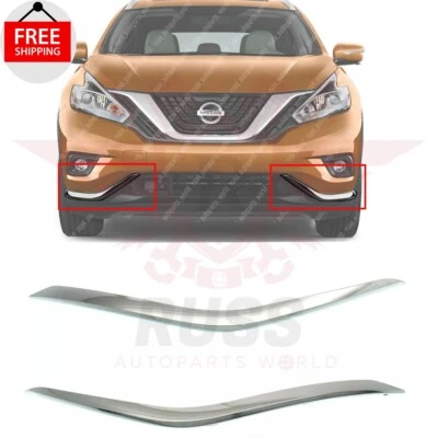 New  Front Bumper Chrome Molding Trims Set of 2 Fits 2015-2018 Nissan Murano Foto 1 de 4