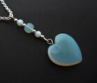 A Pretty Opalite Heart  Necklace On An 18" Silver Plated Chain. New.