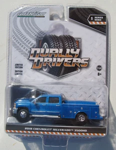 GREENLIGHT DUALLY DRIVERS SERIES 1 2018 CHEVY SILVERADO 3500HD WORK TRUCK BLUE - Picture 1 of 6