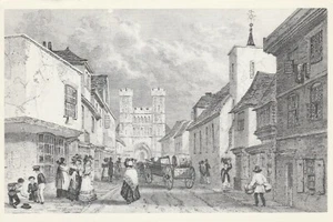 CANTERBURY, CHURCH STREET & ST PAUL'S CHURCH, Kent, Drawing - Vintage POSTCARD - Foto 1 di 2