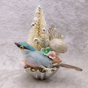 Bouteille de champignons oiseau filé pinceau arbre décoration de Noël pièces vintage
