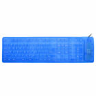 Foldable Flexible 109 Keys USB Wired Roll up Silicone Keyboard Blue for Laptop