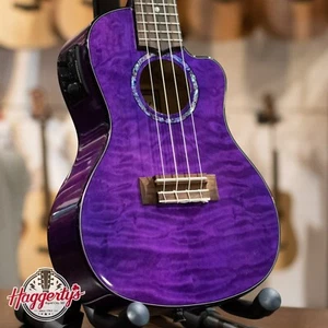 Lanikai QM-PUCEC Quilted Maple Purple Concert Ukulele Cutaway with Electronics - Picture 1 of 13