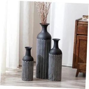 Black Large Floor Vases: 27/20/16in Tall Metal Floor Vase Set of 3 Giant - Picture 1 of 7