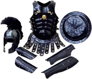 Medieval Achilles Troy Helmet Armor Muscle Jacket Arm & Leg Guard Spartan Shield - Picture 1 of 12
