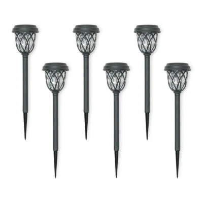 Set of 6 Solar Stake Lights Black Diamond Ground Spikes Garden Path Outdoor - Image 1 of 4