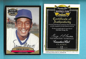 ERNIE BANKS AUTOGRAPH 1996 CANADIAN CLUB w/COA   CUBS  HOF