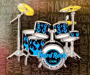 2023 JUEGO DE TAMBORES HARD ROCK CAFE NIAGARA CATARATAS CANADA AZUL FLAMÍGERO LE PIN - Imagen 1 de 1