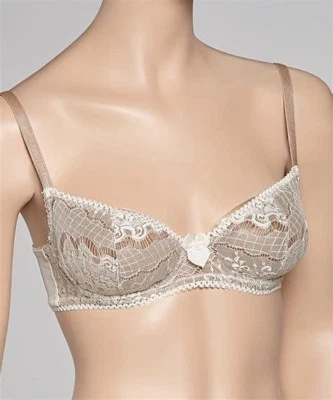 NEW CLAUDETTE EN DENTELLE LACE OVER MESH BRA Intimate SEXY Lingerie AMERICAN TAN - Image 1 of 4