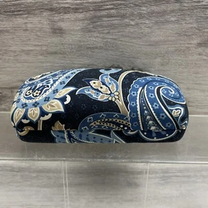 Vera Bradley Padded Hard Glasses Case 6"x3" Snap Close Velvet Lined Blue Paisley - Picture 1 of 7