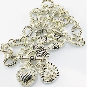 LOT OF 2 PREMIER DESIGNS 2 HEARTS SILVER NECKLACE RHINESTONE NECKLACES - Picture 1 of 5