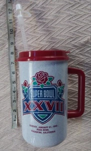 VINTAGE SUPER BOWL XXVII DALLAS COWBOYS TRAVEL MUG W/STRAW (1993) - Picture 1 of 7