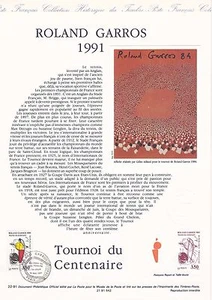 Philatelistisches Dokument 1. Tag: 22 1991 - Roland Garros - Bild 1 von 1