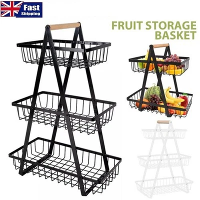 2/3 Tier Fruit storage Basket Fruit Bowl Holder Bread Basket Vegetable Rack UK - Image 1 of 4