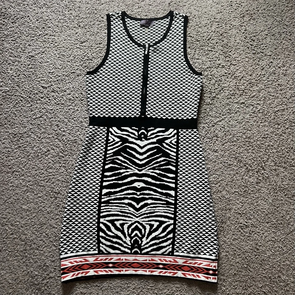 Hale Bob Knit Dress Medium Geometric Zebra Animal Print Sleeveless 5CLA6812 - Image 1 of 4