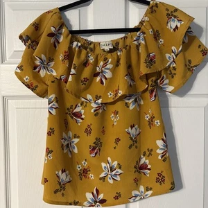 H.I.P. Blusa donna spalle scoperte colore senape floreale - Taglia L - Foto 1 di 9