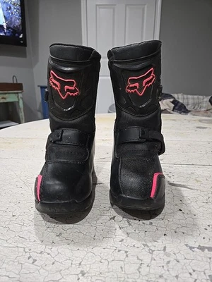 Botas de Motocross Fox Racing Youth Comp en Negro y Rosa Talla K12 Foto 1 de 4