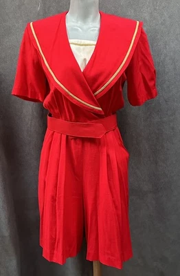 De Colección Marinero TRAJE DE JUEGO MAMELUCO ☼ Pantalones Cortos Una Pieza Rojo Años 80 Foto 1 de 4