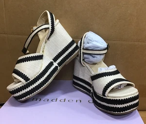 Madden Girl Norree Black White Platform Heels Womens R3 - Picture 1 of 8