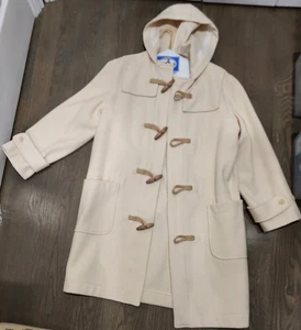 Lauren Ralph Lauren Duffle Wool Hooded Coat, Medium in Bone - Picture 1 of 7
