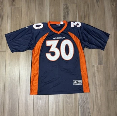 Винтажная футболка стартера Terrell Davis Denver Broncos No30 NFL размер 48 большая 90-е - Изображение 1 из 4