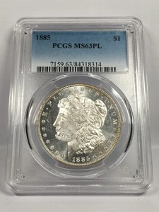 1885 MORGAN SILVER DOLLAR PCGS MS63 PL PROOF-LIKE 07XFA25* - Picture 1 of 4