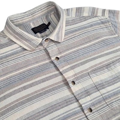 Pendleton Shirt Mens XL Fitted Natural Short Sleeve Button Up Striped Beach Grey - Image 1 of 4