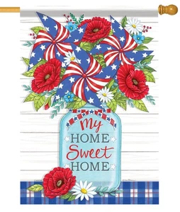 Patriotic Pinwheels House Flag - Picture 1 of 1