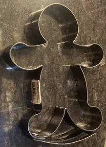 Crate & Barrel Pancake Mold Metal Cookie Cutter w/ Handle Gingerbread Man X-Mas - Picture 1 of 3