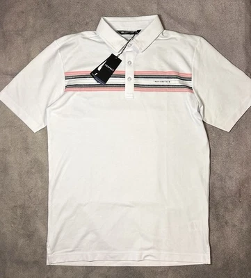 Polo de golf Travis Mathew Beach Way para hombre blanco/rosa |1MAA817| Foto 1 de 2