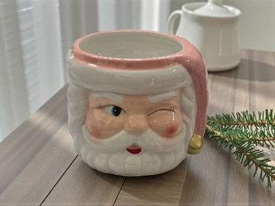 Nuevo Papá Noel Rosa Guiño Navidad Vacaciones Cabeza Flor Planta Maceta Decoración Foto 1 de 3