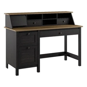Mayfield 54W Computer Desk with Organizer in Vintage Black and Reclaimed Pine - Picture 1 of 10
