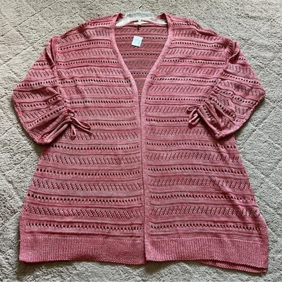 Cárdigan de ganchillo Maurices manga 3/4 frente abierto nuevo con etiquetas para mujer talla 1X Foto 1 de 4