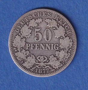Deutsches Kaiserreich Silber-Kursmünze 50 Pfennig 1877 D ss - Bild 1 von 2