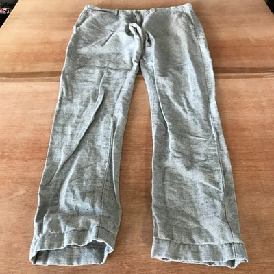 J. Pantalones de pierna recta Crew 484 para mujer 33 gris tiro medio bolsillo lino algodón preppy Foto 1 de 4