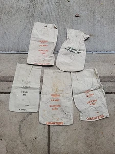 Lot 5 leere Münzbeutel Canvas Stoff Logo US Mint oder Bank - Bild 1 von 6