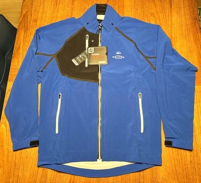 FOOTJOY HYDROTOUR RAIN JACKET Bandon Dunes Men's S Royal & Black w/White NWT - Image 1 of 4