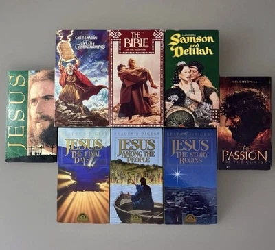 Lot Of 11 Christian VHS Tape Bible Beginning Jesus Times Commandments Samson Box - Image 1 of 4