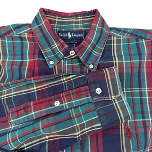 Ralph Lauren dunkelblau/rot kariertes schweres Button Down Langarm Hemd Gr. L - Bild 1 von 7