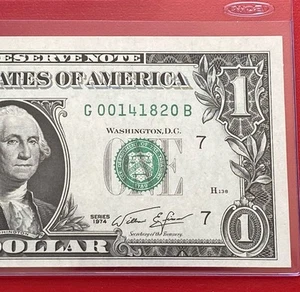 1974 $ 1 DOLLAR BILL ( CHICAGO G ) UNCIRCULATED - Picture 1 of 3