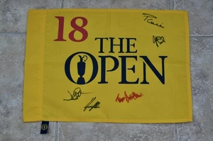 The Open Golf Flag Multi Signed Henrik Stenson, David Duval, Paul Lawrie+2 W/COA - Picture 1 of 4