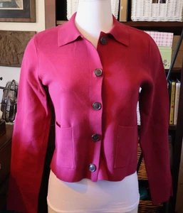 MUJER J. Cárdigan CREW Magenta 100% Algodón Largo Slv PEQUEÑO BOTÓN DELANTERO SM - Imagen 1 de 5