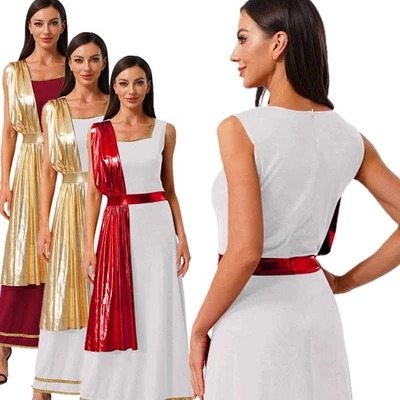 Woman Dress Warrior Skirt Nymphs Costumes Egyptian Overlay Toga Robe Roman - Image 1 of 4