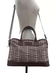 Cath Kidston Canvas Leather Shoulder Bag Tote Messenger Crossbody Brown - Picture 1 of 12