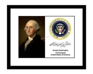 Impresión fotográfica firmada por George Washington 8x10 sello del presidente de Estados Unidos general autografiado - Imagen 1 de 2