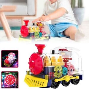 Rotating Electric Gear Locomotive Transparent Car Model Toys  Kids